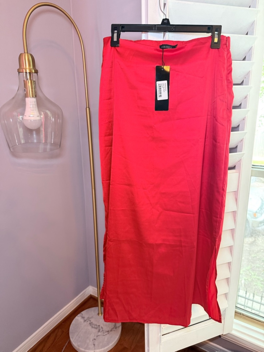 Mikarose Vibrant Red Maxi Skirt with Side Slit | NWT | Sz M
